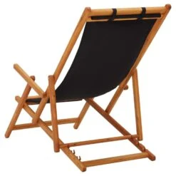 VidaXL Strandstoel Inklapbaar Massief Eucalyptushout En Stof Zwart -VIDAXL Winkel 01a0e601cef74c4291e635eae4225fd1