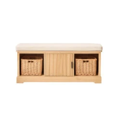 Houten Halbank Met 1 Deur En 2 Opbergvakken Met Beige Fluwelen -VIDAXL Winkel 030f90e9898141798cc9da1420c34dd6