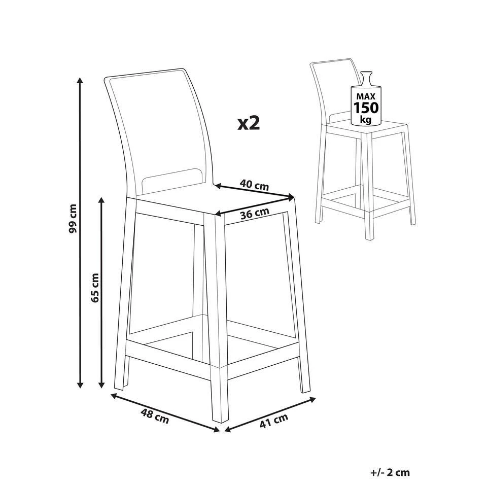 WELLINGTON - Barkruk Set - Transparant - Polycarbonaat 3 WELLINGTON - Barkruk Set - Transparant - Polycarbonaat - Afbeelding 3