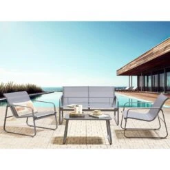 BARREA - Loungeset 4-zits - Grijs - Metaal 15 BARREA - Loungeset 4-zits - Grijs - Metaal -VIDAXL Winkel 0567d6247304475e9b766a50fd48ef8a