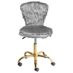 MARGATE - Bureaustoel - Grijs - Kunstbont -VIDAXL Winkel 0571eb2fb0614f1f9a573809afcbfd6c