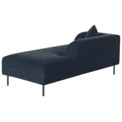 LE CRAU - Chaise Longue - Blauw - Linkerzijde - Fluweel -VIDAXL Winkel 06c7b05a1c814ef284353cc3819144f9