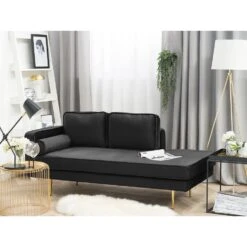 MIRAMAS - Chaise Longue - Zwart - Linkerzijde - Fluweel -VIDAXL Winkel 06e0c7adefbb49b68cad0d65428c467b