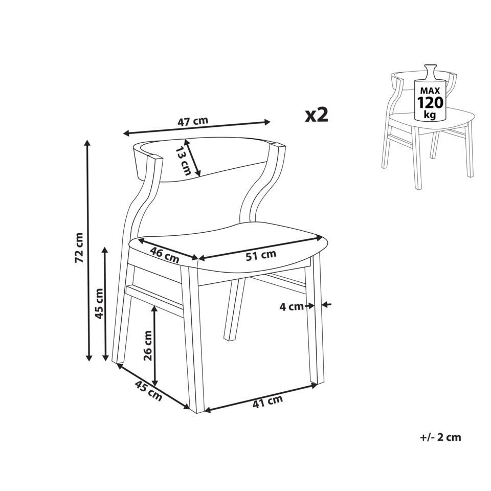 YUBA - Eetkamerstoel Set Van 2 - Donkerhout/Beige - Bouclé 4 YUBA - Eetkamerstoel Set Van 2 - Donkerhout/Beige - Bouclé - Afbeelding 4