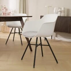 Nolon Noa-Liz Eetkamerstoel Wit - Lichtgrijs Kussen - Zwarte Poten -VIDAXL Winkel 074ca7b434f54479aaa11d7cb575dbe7