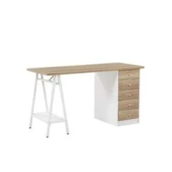 Beliani Bureau HEBER - Lichte Houtkleur Spaanplaat -VIDAXL Winkel 087d7676188d4fac8219c2fcb3d64594