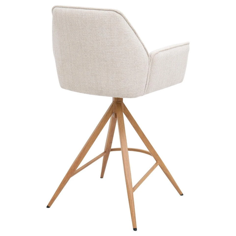 Barstoel Beige/Naturel - Zithoogte 66cm - Noa - Set Van 2 5 Barstoel Beige/Naturel - Zithoogte 66cm - Noa - Set Van 2 - Afbeelding 5