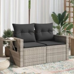 VidaXL - Tuinbank 2-zits - Grijs - Poly Rattan - Met Kussens -VIDAXL Winkel 08fb8ab2e0ab4b79a0a694d6506cd35b