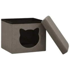 VidaXL Opbergkruk Met Kattenpatroon Inklapbaar Stof Taupe -VIDAXL Winkel 09621ec74f814eec8e4c1c02ae18ce8e