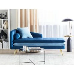 GONESSE - Chaise Longue - Blauw - Fluweel -VIDAXL Winkel 098f09ba655348ce82b5f05acb83e879