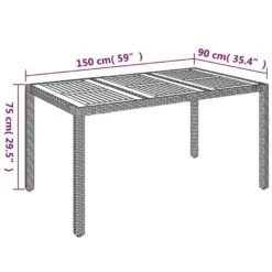 VidaXL - Tuintafel Met Houten Blad - Grijs - Poly Rattan - 150 X 90 X 75 Cm -VIDAXL Winkel 09f3ba0841784d258053e36e6f50de2b