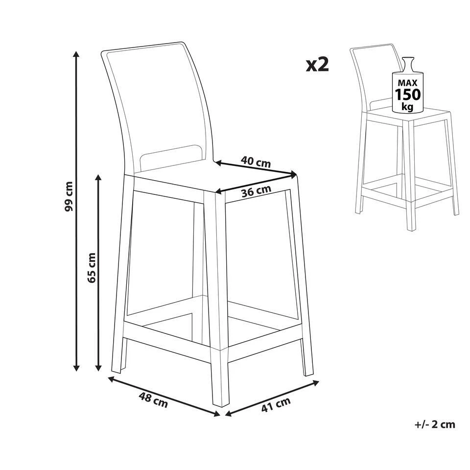 WELLINGTON - Barkruk Set - Transparant - Polycarbonaat 4 WELLINGTON - Barkruk Set - Transparant - Polycarbonaat - Afbeelding 4