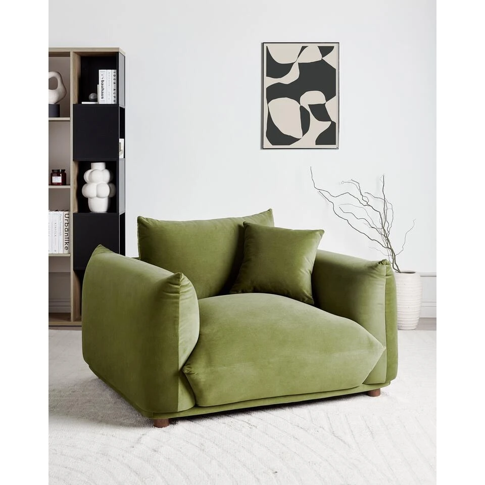 LUVOS - Fauteuil - Groen - Fluweel 2 LUVOS - Fauteuil - Groen - Fluweel - Afbeelding 2
