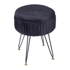 QUVIO Ronde Zitkrukje - Fluweel - Met Opbergruimte - Ø32 Cm - Zwart -VIDAXL Winkel 0ada9b9527164f5a94a95da6837efa90