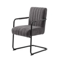 Eetkamerstoel Stof Donkergrijs - Incl. Armleuning - Trout - Set Van 2 -VIDAXL Winkel 0b0786554a7c4bd689ba001d19016300