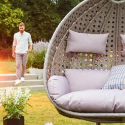 Merkloos HOME DELUXE Hangstoel TWIN Grijs Met Regenhoes -VIDAXL Winkel 0b9a7d0deb2a421f9028f31d27658105 1