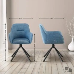 CLP Set Van 2 Eetkamerstoel Tipton Zwart Frame - Stof - Blauw -VIDAXL Winkel 0d11156fbb86406e8001ef654964c6b4