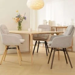 Nolon Nena-Mia Eetkamerstoel Grijs - Met Armleuning - Walnoot -VIDAXL Winkel 0d3e81d6b42b484d96f5a7844c48cd07