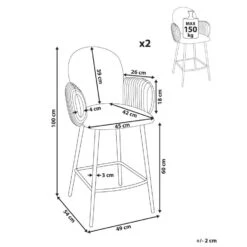 AMITY - Barkruk Set Van 2 - Lichtbeige - Polyester -VIDAXL Winkel 0d5ffd3933b440b79b583576ccf31452