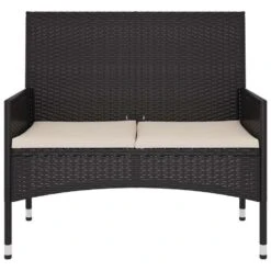 VidaXL - Tuinbank 2 -zits - Zwart - Poly Rattan - Met Beige Kussens -VIDAXL Winkel 0f8f6106ec4d4494af5f223c10449589