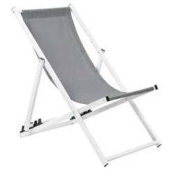 Beliani Tuinligstoel LOCRI - Grijs Polyester, Aluminium