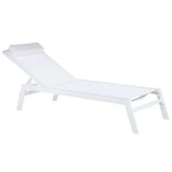 Beliani Tuinligstoel CATANIA - Wit Aluminium, Textiel