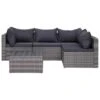 VidaXL 5-delige Loungeset Met Kussens Poly Rattan Grijs -VIDAXL Winkel 1000002811