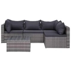 VidaXL 5-delige Loungeset Met Kussens Poly Rattan Grijs