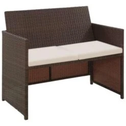 VidaXL 4-delige Loungeset Met Kussens Poly Rattan Bruin -VIDAXL Winkel 1000002838 0102