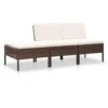 VidaXL 3-delige Loungeset Met Kussens Poly Rattan Bruin -VIDAXL Winkel 1000002841