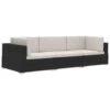 VidaXL 3-delige Loungeset Met Kussens Poly Rattan Zwart -VIDAXL Winkel 1000002845