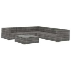 VidaXL 6-delige Loungeset Met Kussens Poly Rattan Grijs -VIDAXL Winkel 1000002888 0101