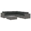 VidaXL 6-delige Loungeset Met Kussens Poly Rattan Grijs -VIDAXL Winkel 1000002888