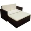 VidaXL 2-delige Loungeset Met Kussens Poly Rattan Bruin -VIDAXL Winkel 1000002974
