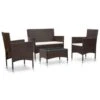 VidaXL 4-delige Loungeset Met Kussens Poly Rattan Bruin -VIDAXL Winkel 1000003018
