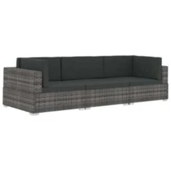 VidaXL 3-delige Loungeset Met Kussens Poly Rattan Grijs -VIDAXL Winkel 1000003035 0101