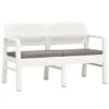 VidaXL Tuinbank 2-zits Met Kussens 120 Cm Kunststof Wit -VIDAXL Winkel 1000003168