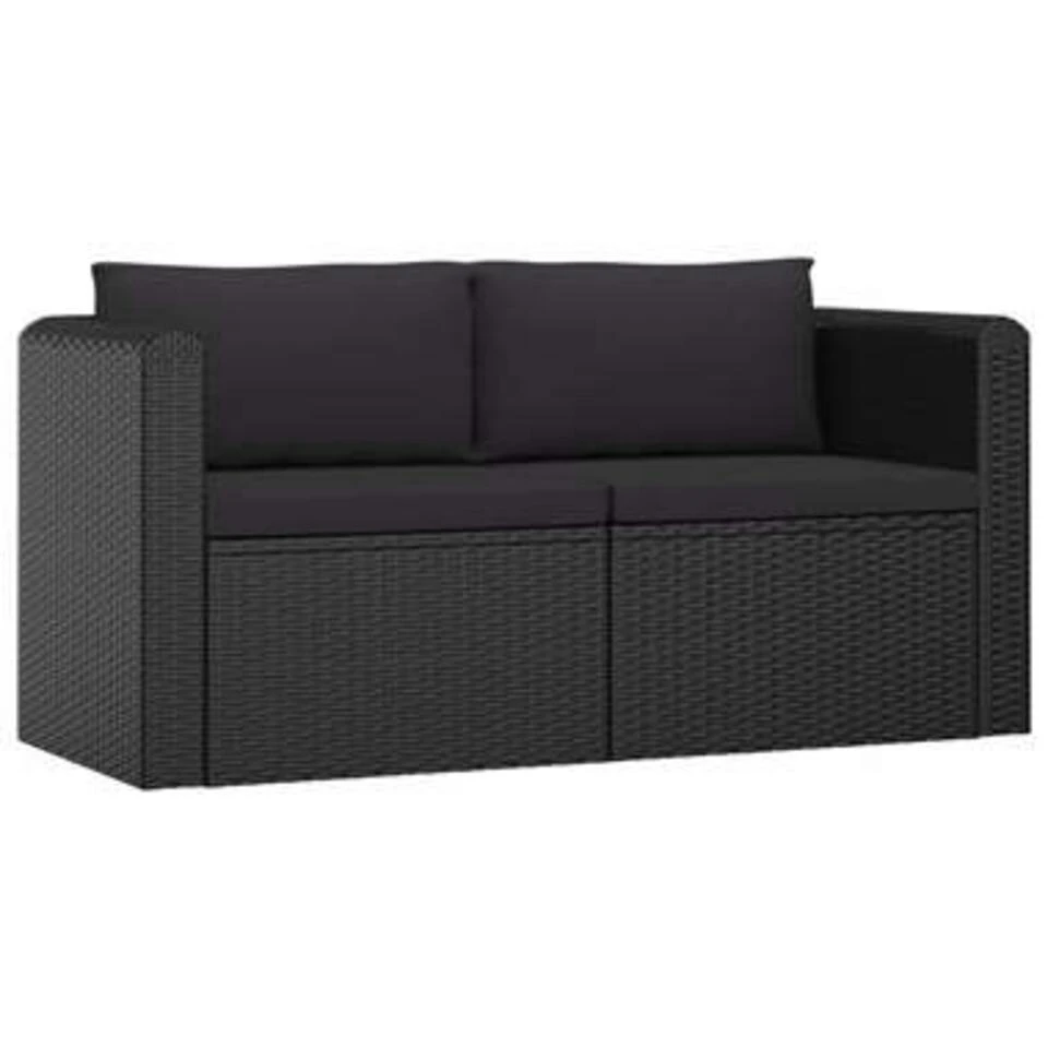 VidaXL 2-delige Loungeset Met Kussens Poly Rattan Zwart 1 VidaXL 2-delige Loungeset Met Kussens Poly Rattan Zwart