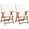 VidaXL Tuinstoelen 2 St Verstelbaar Met Kussens Massief Teakhout Crème -VIDAXL Winkel 1000006225