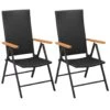 VidaXL Tuinstoelen Stapelbaar 2 St Poly Rattan Zwart -VIDAXL Winkel 1000006231