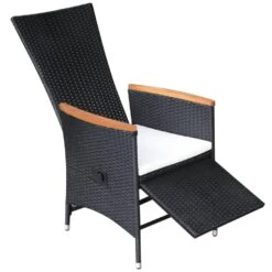 VidaXL Tuinstoelen 2 St Verstelbaar Met Kussens Poly Rattan Zwart -VIDAXL Winkel 1000006363 0103