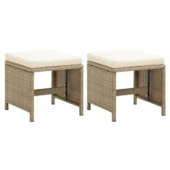 VidaXL Tuinkrukken 2 St Met Kussens Poly Rattan Beige