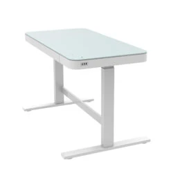 Elektrisch Verstelbare Thuiswerkplek - Bureau Wit Glas - 120x60 Cm -VIDAXL Winkel 1000019381 0102