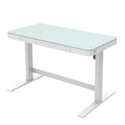 Elektrisch Verstelbare Thuiswerkplek - Bureau Wit Glas - 120x60 Cm