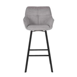 Barstoel Grijs - Zithoogte 65cm - Metaal & Velvet - Barstoel Shannon - Giga