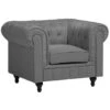 Beliani Fauteuil CHESTERFIELD - Grijs Polyester -VIDAXL Winkel 1000027757