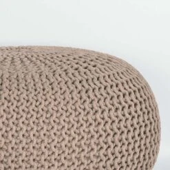 LABEL51 Poef Knitted - Beige - Katoen - L -VIDAXL Winkel 1000028486 0101