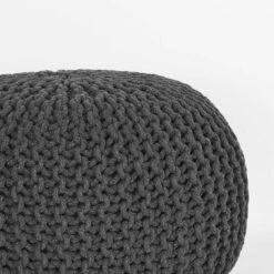 LABEL51 Poef Knitted - Antraciet - Katoen - M -VIDAXL Winkel 1000028490 0101