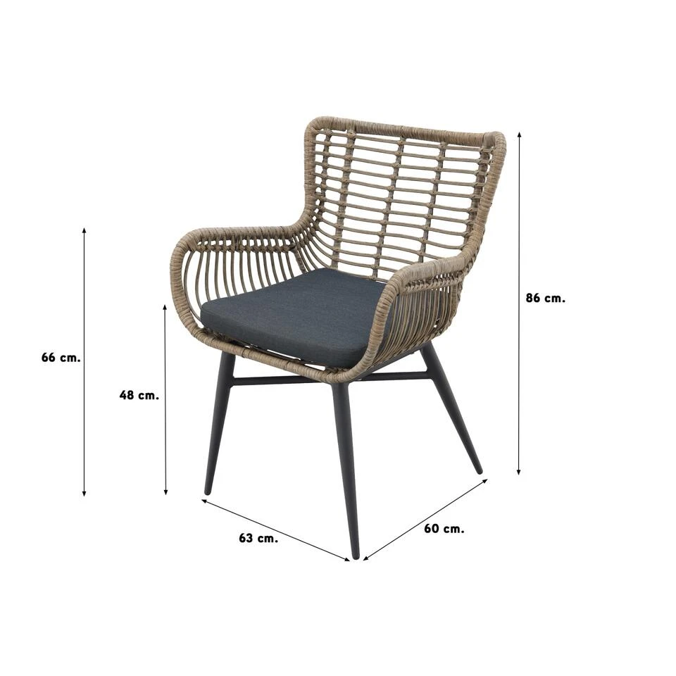 VDG Jasmine Dining Tuinstoel - Natural 2 VDG Jasmine Dining Tuinstoel - Natural - Afbeelding 2