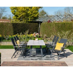 Garden Impressions Leuven Tuintafel 220 X 100 Cm - Donker Grijs -VIDAXL Winkel 1000035681 0102